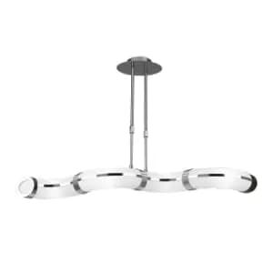 Guss Telescopic GU10 4 Light L1, SGU10 Bar, Polished Chrome, White Acrylic, CFL Lamps INCLUDED