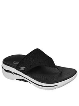 Skechers Go Walk Arch Fit Wedge Sandals, Black, Size 4, Women