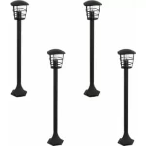 Loops - 4 pack IP44 Outdoor Bollard Light Black Lantern 1x 60W E27 Bulb Lamp Post