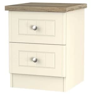 Robert Dyas Wilcox Ready Assembled 2-Drawer Bedside Table - Cream Ash