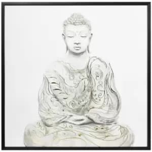 Canvas Wall Art Gold Textured Buddha, Wall Pictures Home Decor, 83 x 83 cm