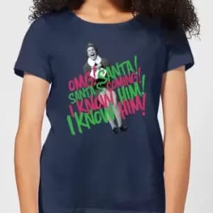 Elf Santa! I Know Him! Womens Christmas T-Shirt - Navy - L