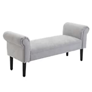 HOMCOM Linen Upholstered Bed-End Ottoman Grey 1,320 x 455 x 580 mm