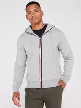 Tommy Hilfiger Split Global Stripe Zip Hoody, Grey, Size XL, Men