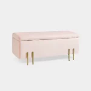 Pink Velvet Storage Ottoman