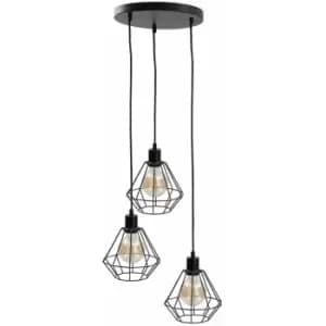 Keter Foskal Cluster Pendant Ceiling Light Black, 32cm, 3x E27