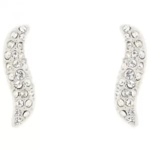 Ladies Karen Millen Silver Plated Pave Crystal Wave Stud Earring