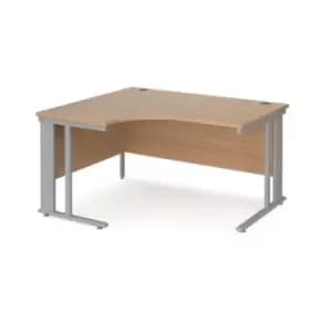 Office Desk Left Hand Corner Desk 1400mm Beech Top With Silver Frame 1200mm Depth Maestro 25 MCM14ELSB