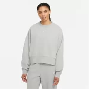 Nike W Nsw Essential Clctn Fleece Os Crw, Dk Grey Heather/Base Grey/White, Female, Tops & Sweaters, DJ7665-063