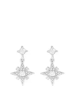 Simply Silver Sterling Silver 925 Cubic Zirconia North Star Drop Earrings
