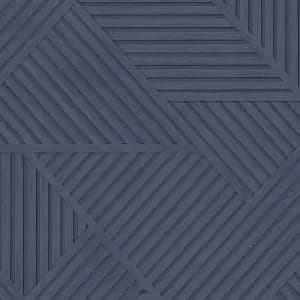 Holden Decor Wood Geo Navy Wallpaper - 10.05m x 53cm