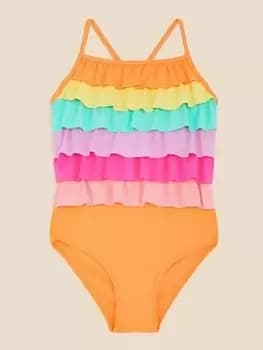 Accessorize Girls Ruffle Swimsuit - Multi, Size Age: 5-6 Years, Women