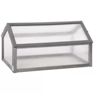 Outsunny Wooden Cold Frame Greenhouse Garden Polycarbonate Grow House - Grey