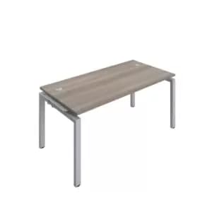 Telescopic Sliding 1 Person Extension Bench with Cable Port and Silver Frame - 1600mm - Grey Oak