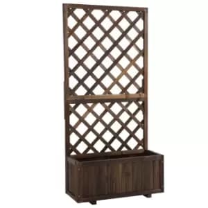 Outsunny Flower Stand Plant Shelf Outdoor Pine Trough Planter Climbing Plants - Brown