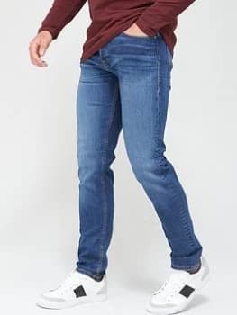 Jack & Jones Mike Regular Fit Washed Jeans - Mid Blue Size 34, Inside Leg R=32", Men