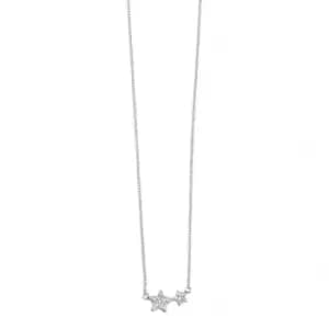 Beginnings Sterling Silver N4103C Clear Cz Double Star Necklace