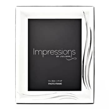 Satin S/P Photo Frame - Grass Blade Design Side/Bottom 6"x8"