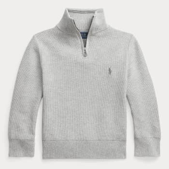 Ralph Lauren Boys' Half Zip Logo Sweater - Andover Heather - 8 Years