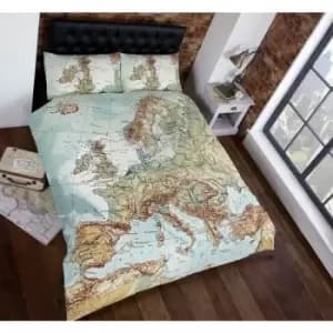 Vintage European Map bedding set - single
