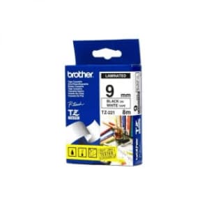 Brother MK221BZ Original P-touch Black on White Tape 9mm x 8m