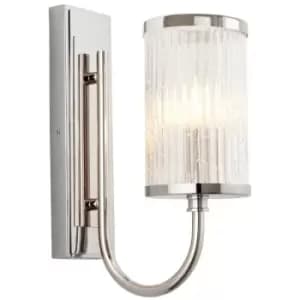 Merano Genoa Glass Wall Lamp, Bright Nickel Plate, Ribbed Bubble Glass