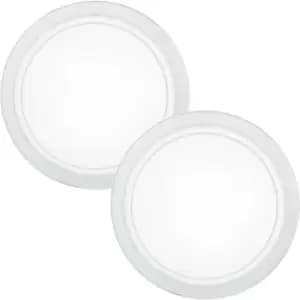 2 PACK Wall Flush Ceiling Light White Shade White Clear Glass Painted E27 1x60W