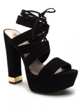 Qupid Beat tie up high sandal Black