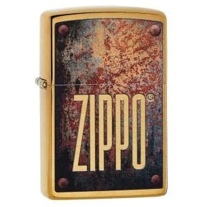 Zippo Rusty Plate Design Brass Regular Windproof Lighter
