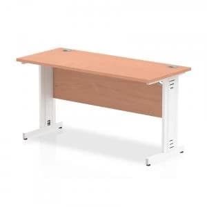 Trexus Desk Rectangle Cable Managed White Leg 1400x600mm Beech Ref