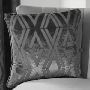 Marco Geometric Woven Jacquard Filled Cushion, Slate, 43 x 43cm - Curtina