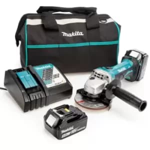 Makita Makita DGA452 18V LXT 4.5 inch/115mm Angle Grinder, Toolbag, Charger (2 x 5.0Ah Batteries) 00049