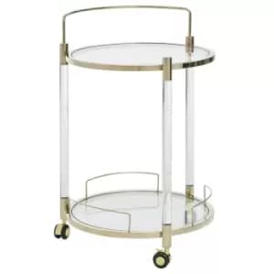 Premier Housewares Round Trolley White Glass Top Gold Frame