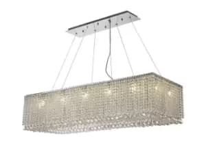 Empire 120x50cm Rectangular Ceiling Pendant Chandelier, 14 Light G9, Polished Chrome, Crystal
