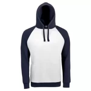 SOLS Unisex Seattle Contrast Raglan Hoodie (L) (White/French Navy)