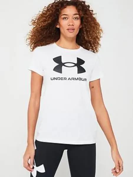 Under Armour Women'S Training Sportstyle Logo T-Shirt - White/Black