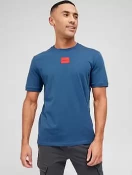 Hugo Diragolino Red Patch Logo T-Shirt Dark Blue