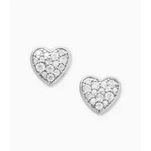 Fossil Womens Elliott Glitz Heart Sterling Stud Earrings - Silver