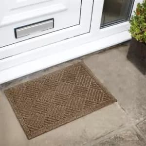 JVL Dirt Defense Square Pattern Doormat Beige