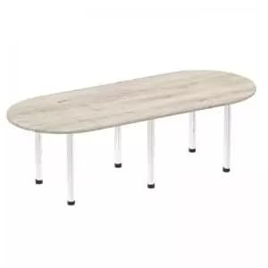 Impulse 2400mm Boardroom Table Grey Oak Top Chrome Post Leg