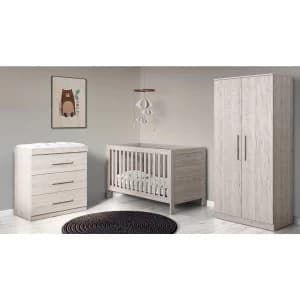 Ickle Bubba Grantham 4 Piece Bundle incl Pocket Sprung Mattress Grey Oak