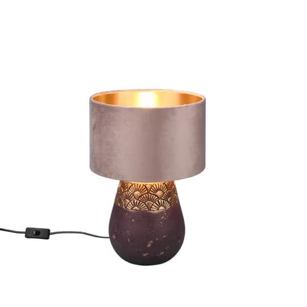 Kiran Modern Table Lamp with Round Shade Brown
