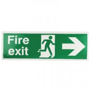 Blick Safety Sign Fire Exit Running Man Arrow Right 150x450mm Self-Adhesive