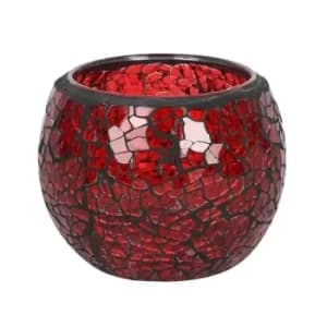 Small Round Red Crackle Candle Holder