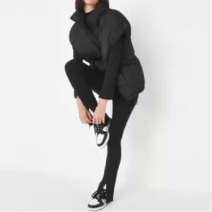 Missguided Rib High Neck Crop Top and Split Hem Trousers Co Ord Set - Black