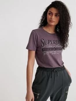 Superdry Workwear Metallic T-Shirt - Purple, Size 6, Women