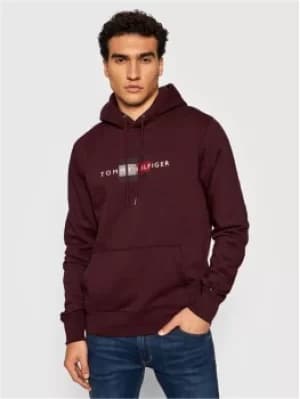TOMMY HILFIGER LINES LOGO HOODIE BURGUNDY