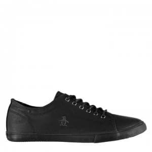 Original Penguin Brewton PU Trainers - Black Mono