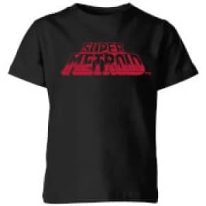 Nintendo Super Metroid Retro Logo Kid's T-Shirt - Black - 11-12 Years