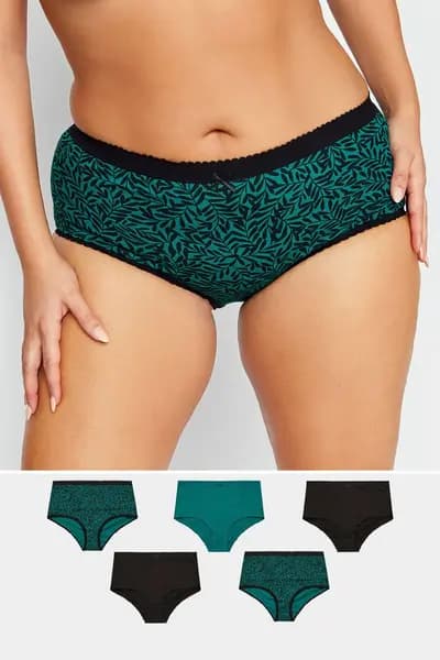 Yours 5 Pack Printed Briefs Green